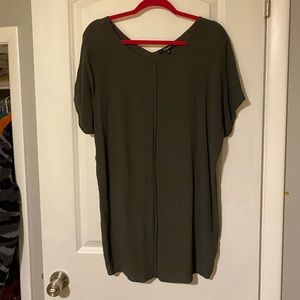 Madewell Du Jour Tunic Dress Size S Green Viscose V Neck